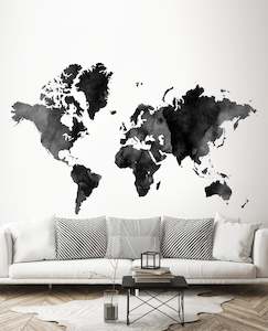 World Map Ink Wall Decal
