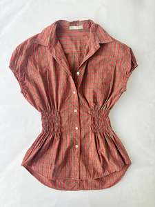 Tops: 00’s Red and green cinched shirt | Size 14