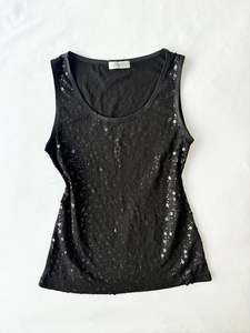 Tops: 00’s Black sequin tank | Size 8-10