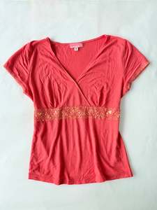 00’s Sequin lace trim top | Size medium