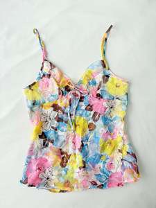 Tops: 00’s Split front floral cami | Size 10-12