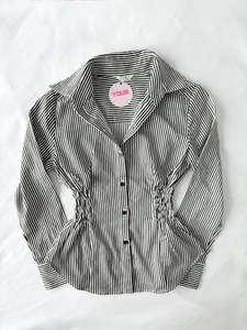 Tops: 00’s Cinched striped shirt | Size 10