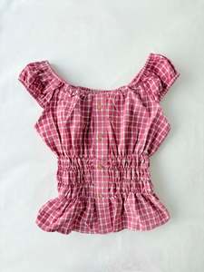 Staff Picks: 00’s Pink plaid milkmaid top | Size 12-14