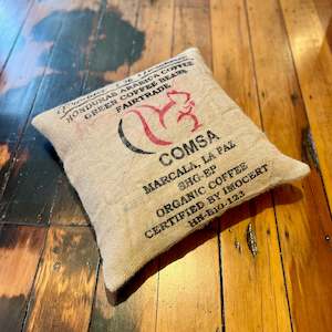Feature Cushions: Peoples Coffee Hessian Cushion