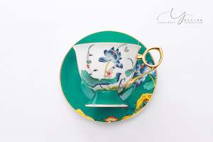 Blossoming Lotus Flower Teacup & Saucer