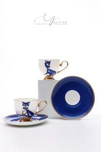 Sets For Two: Lazy Cat Bone China Teacup and Saucer