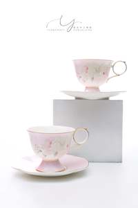 Sets For Two: Fresh Pinkish Peony Flower Teacups & Saucers Sets for Two