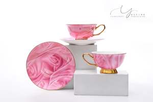 Sets For Two: The Silk Road Series Pink Teacups & Saucers For Two