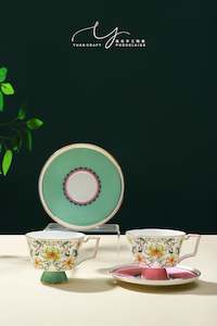Sets For Two: Lotus Intertwined Branch Pattern Teacups & Saucers Sets for Two