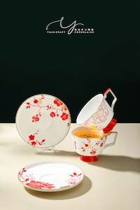 Sets For Two: Peony and Plum Blossoms Teacups & Saucers Sets for Two