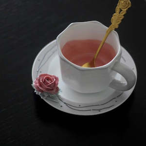 Handmade Flower Teacup and Saucer - Grey