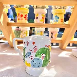 Handmade Cactus Mug with Cat Spoon