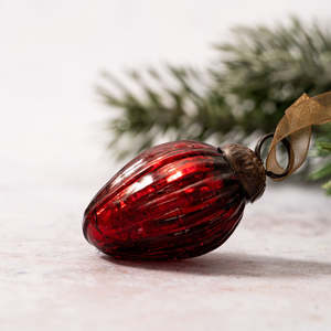 Allchristmas: Crackle Glass Pinecone | Wine | Small