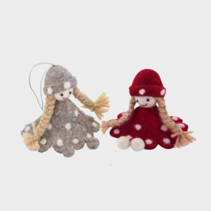 D E C O R A T I O N S: Felt Decoration | Doll with spots | Red