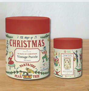 B O O K S P U Z Z L E S: Christmas Vintage Puzzle 500pc | Cavallini & Co | 12 Days of Christmas
