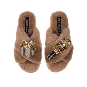 Double Brooch Slippers | Laines London | Nutcracker & Gift