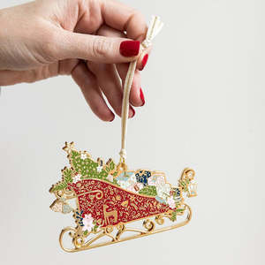 Fine Enamel Christmas Ornament | Sleigh