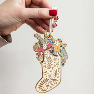 Fine Enamel Christmas Ornament | Stocking