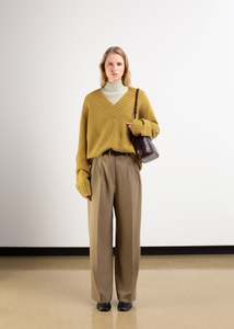 Cashmere Knit: Cashmere V-Neck Knit / Chartreuse Knit