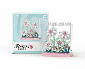 Soft White & Pink Daisy Flower Bouquet in Clear Case