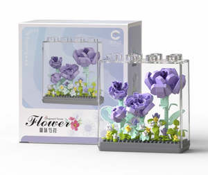Purple Peony Flower Bouquet in Clear Case