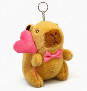 Clothes Accesories: Bownot Pink Heart Capybara Keychain Plush