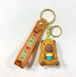 Clothes Accesories: Capybara with Bubble Tea Keychain