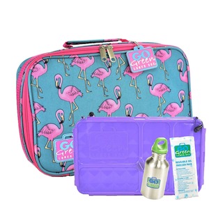 Go Green Lunchboxes And Lunchsets: Go Green Lunchset - Flamingo - PURPLE Box