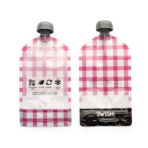 Swish Reusable Food Pouches 140ml Pink Checked - 2 Pack