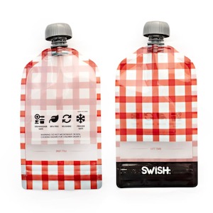 Swish Reusable Food Pouches 140ml Red Checked - 2 Pack
