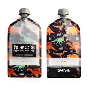 Swish Reusable Food Pouches 140ml Dinosaurs - 2 Pack