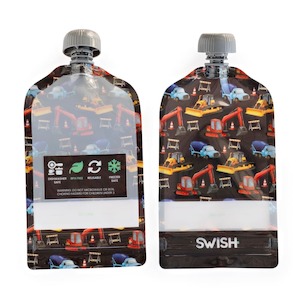 Swish Reusable Food Pouches 140ml Construction - 2 Pack