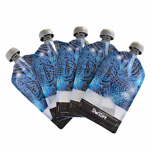 Swish Reusable Food Pouches 140ml Blue Animal Print - 5 Pack