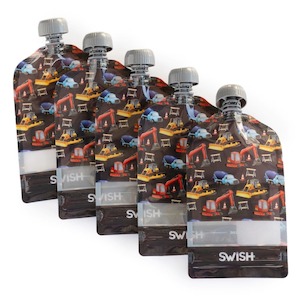 Swish Reusable Food Pouches 140ml Construction - 5 Pack