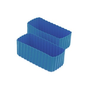 In The Kitchen: Medium Blue Silicone Bento Rectangle Cups 2 Pack for lunchboxes and baking