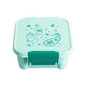 The Little Lunchbox Co: Paisley Mint Green Leakproof Bento Kids Snack box with 2 Compartments