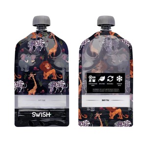 Swish Reusable Food Pouches 140ml Safari Animals - 2 Pack