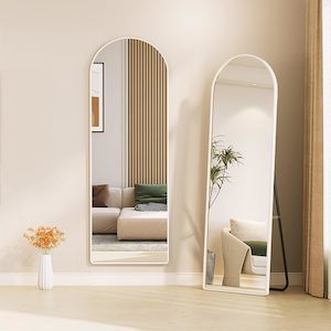 Semi Ellipse 165 cm Aluminum Frame Wall Mirrors Floor Mirror - White