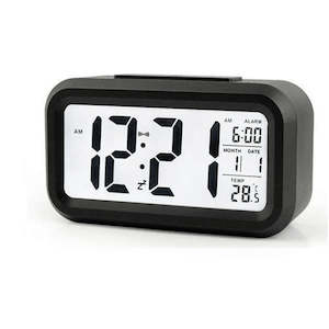 Bedroom: Smart LCD Night Light Digital Date Temperature Alarm Clock Black
