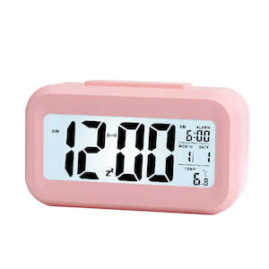 Smart LCD Night Light Digital Date Temperature Alarm Clock Pink