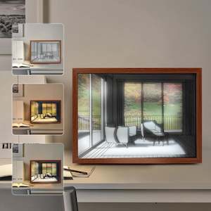 Bedroom: Lighting up Painting Decor Light Up Painting 3 Color Light Change Light up Photo Frame Wall Lamp - Forest