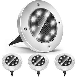 Garden: Solar Ground Lights - 8Led cool 4 Pack