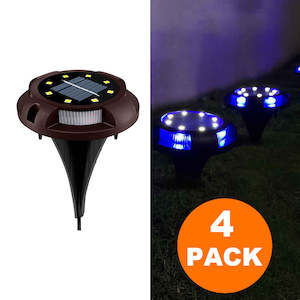 Solar Ground Lights 8+4 LED Solar Lawn Lights 4 Pack