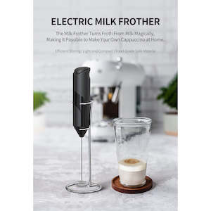 Kitchen: Handheld Electric Milk Frother Drink Coffee Mixer Foam Maker with Stand