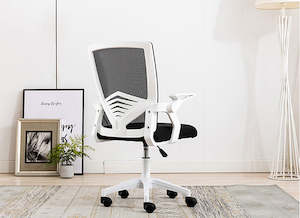 Office: Office Chair Ergonomic Desk Chair with Adjustable Height and Lumbar Support, Desk Computer Chair with Flip up Armrests for Conference Room (White))