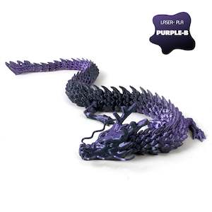 Toys: 3D Printed Dragon Figurine Articulated Model Toy Puple Black
