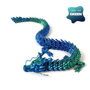 3D Printed Dragon Figurine Articulated Model Toy Green
