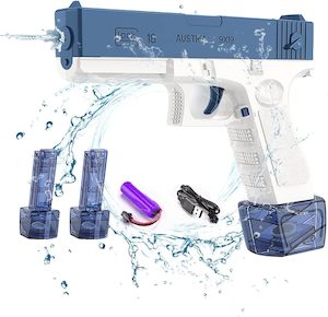 Toys: Electric Water Gun - Rechargeable Automatic Spray Gun for Kids and Adults (Blue)