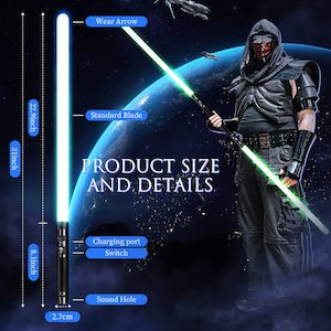 Double-Bladed Lightsaber Metal Rechargeable LED Sword with 7 RGB Colors Changeab&hellip;