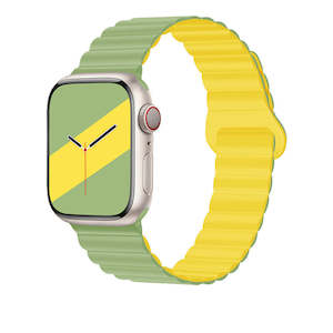Magnetic Silicone Apple Watch Band Green Yellow 42mm/44mm/45mm